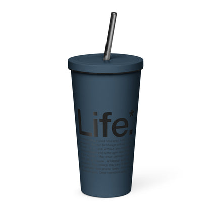 Life insulated tumbler with lid and straw